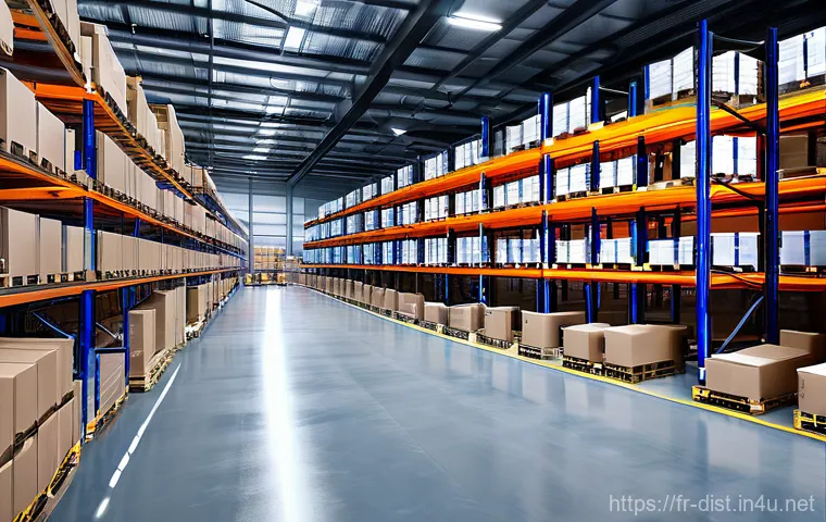 유통관리사 관련 소프트웨어 활용법 - **Prompt 1: Modern Warehouse Efficiency with WMS**
A highly organized, clean, and brightly lit m...