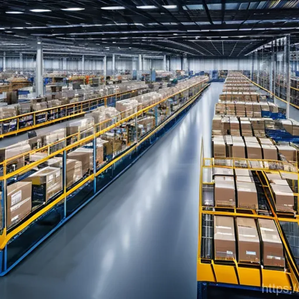 유통관리사와 공급망 관리 - **Prompt 1: Modern High-Tech Distribution Center**
A bustling, expansive, and brightly lit moder...