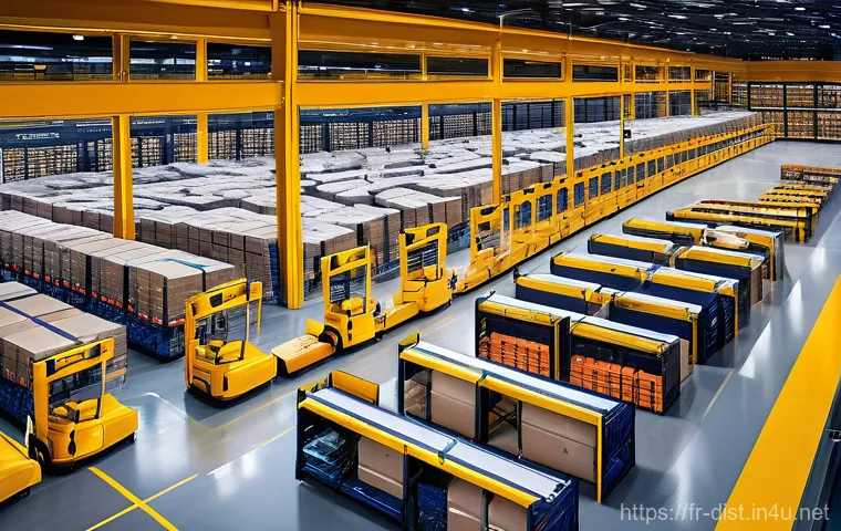 유통관리사 자격증의 필요성 - **Prompt 1: Bustling French E-commerce Logistics Hub**
"A vibrant, wide-angle shot of a highly a...