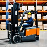 유통관리사와 유통 전문 직무 비교 - **Forklift Operator in a Modern Warehouse:**
"A dynamic, eye-level shot of a focused young perso...