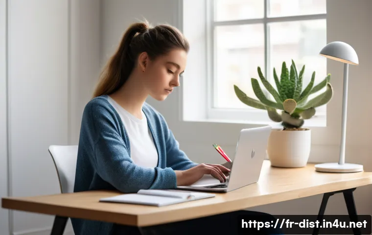 유통관리사 시험 과목별 학습법 - **Prompt:** A young female student (18-24 years old), with a focused and determined expression, is s...