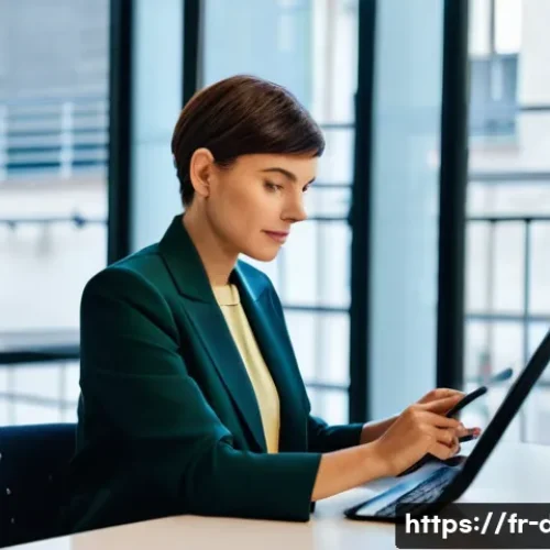 Home 13 유통관리사 시험 합격생 인터뷰 - **Prompt:** A determined and focused professional, a woman in her early 30s with a modern, chic Fren...