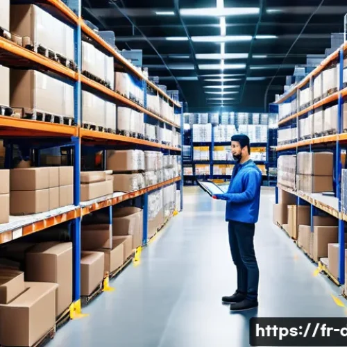 유통관리사 최신 시험 동향 - A modern, spacious warehouse interior showcasing advanced logistics automation: robotic arms and aut...