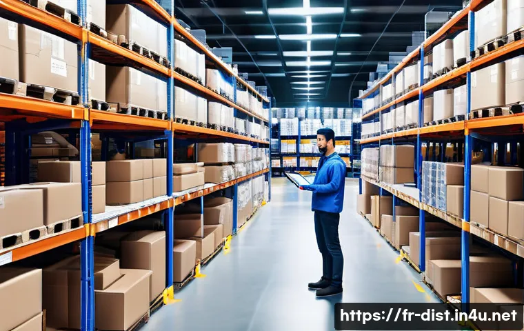 유통관리사 최신 시험 동향 - A modern, spacious warehouse interior showcasing advanced logistics automation: robotic arms and aut...